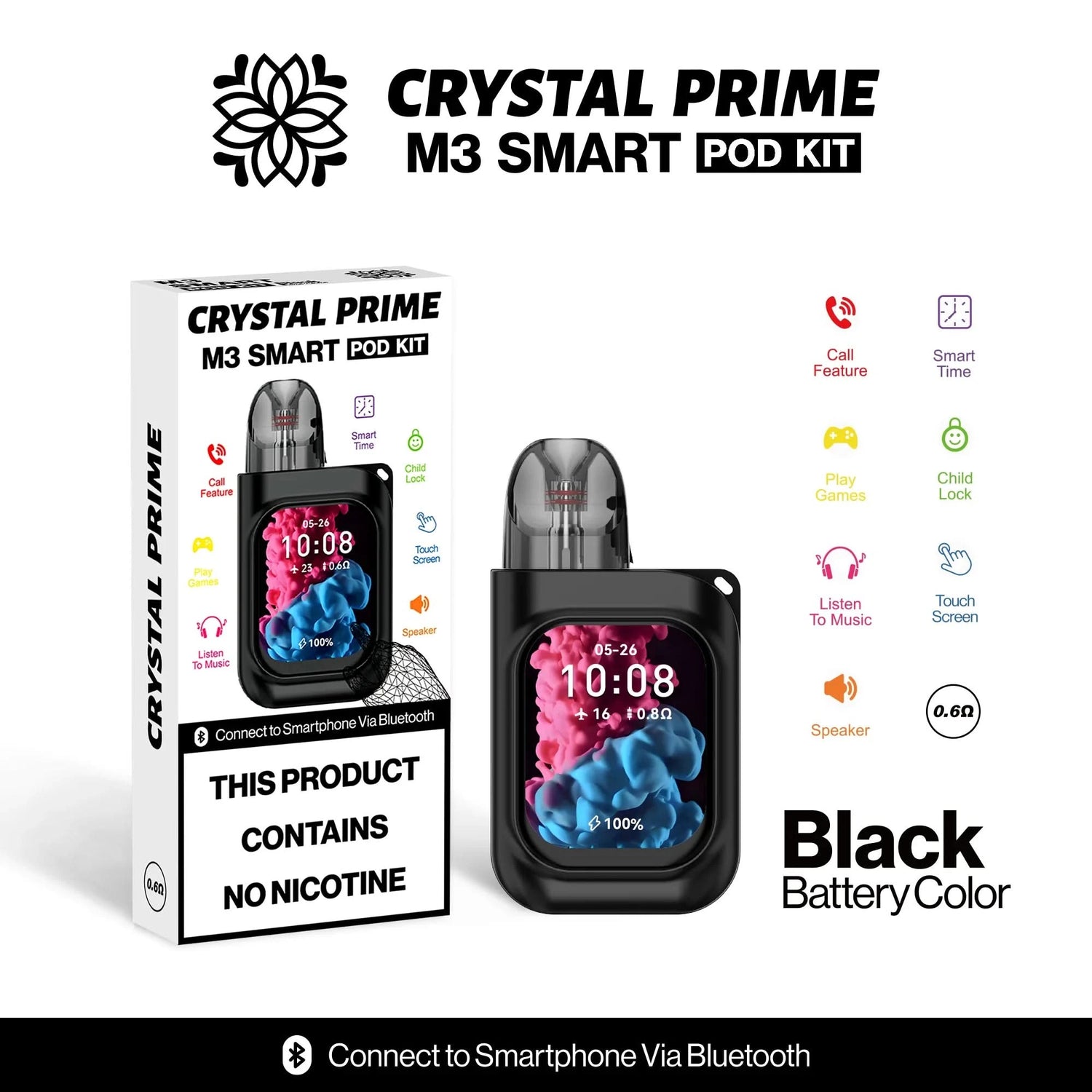 Crystal Prime M3 Smart Pod Kit Black 