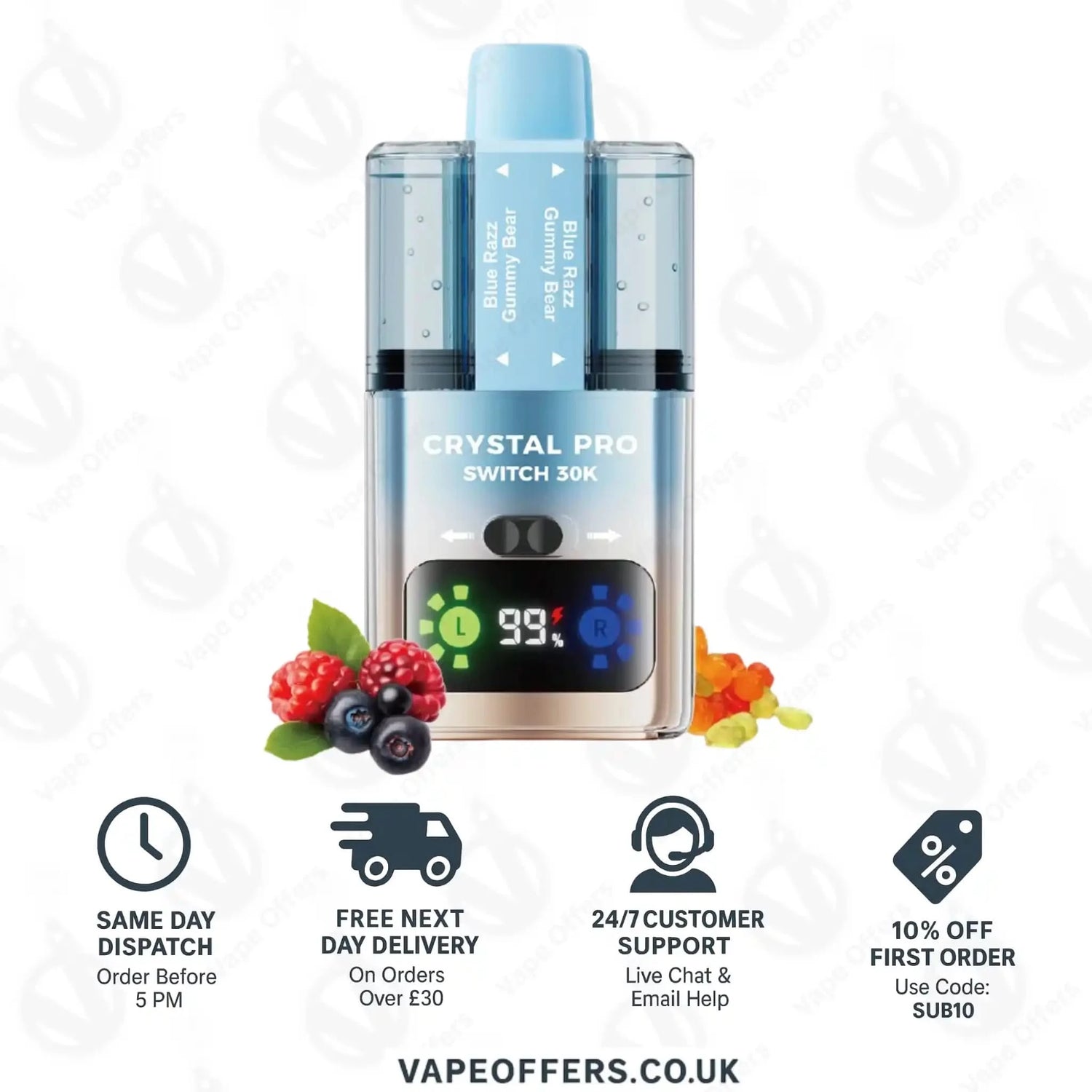 Crystal Pro Switch 30K – Blue Razz Gummy Bear & Blue Razz Gummy Bear 