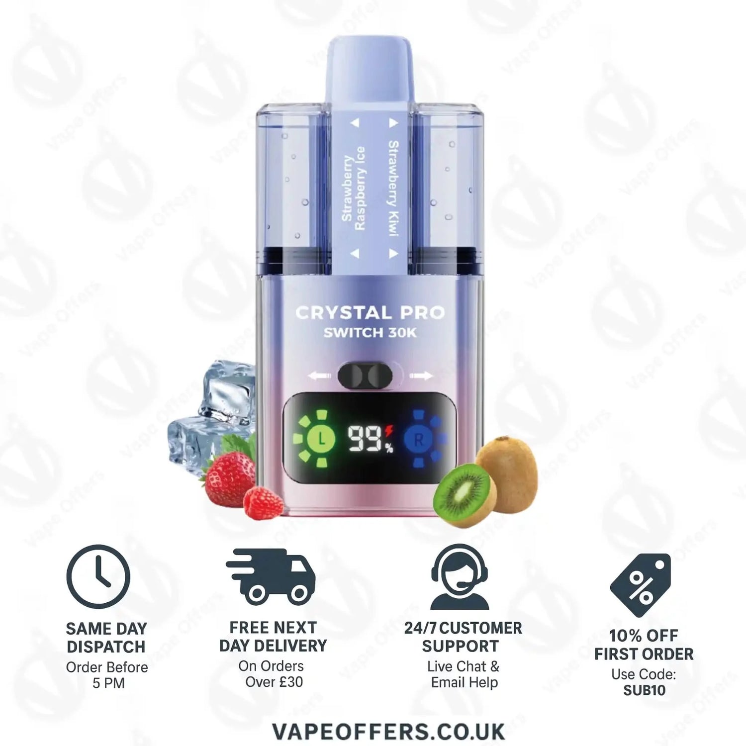 Crystal Pro Switch 30K – Strawberry Raspberry Ice & Strawberry Kiwi 