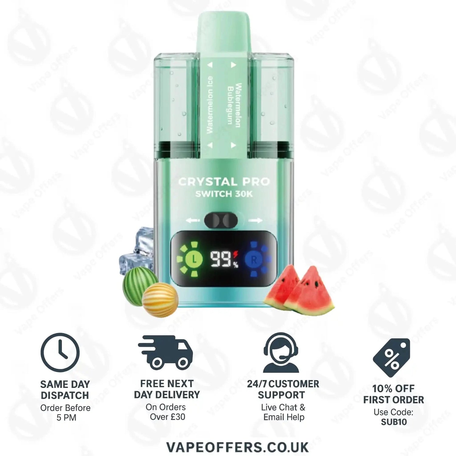 Crystal Pro Switch 30K – Watermelon Ice & Watermelon Bubblegum 