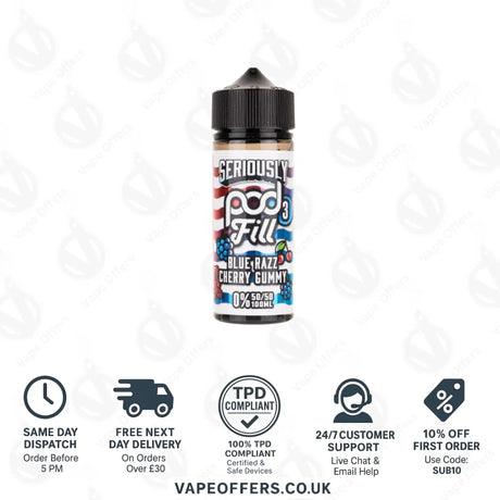 Doozy’s Seriously Pod Fill 3 Blue Razz Cherry Gummy 100ml Shortfill