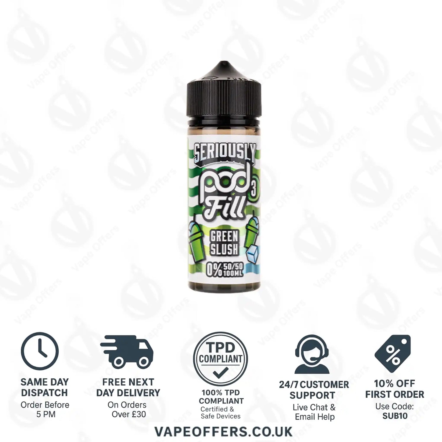 Doozy’s Seriously Pod Fill 3 Green Slush 100ml Shortfill 