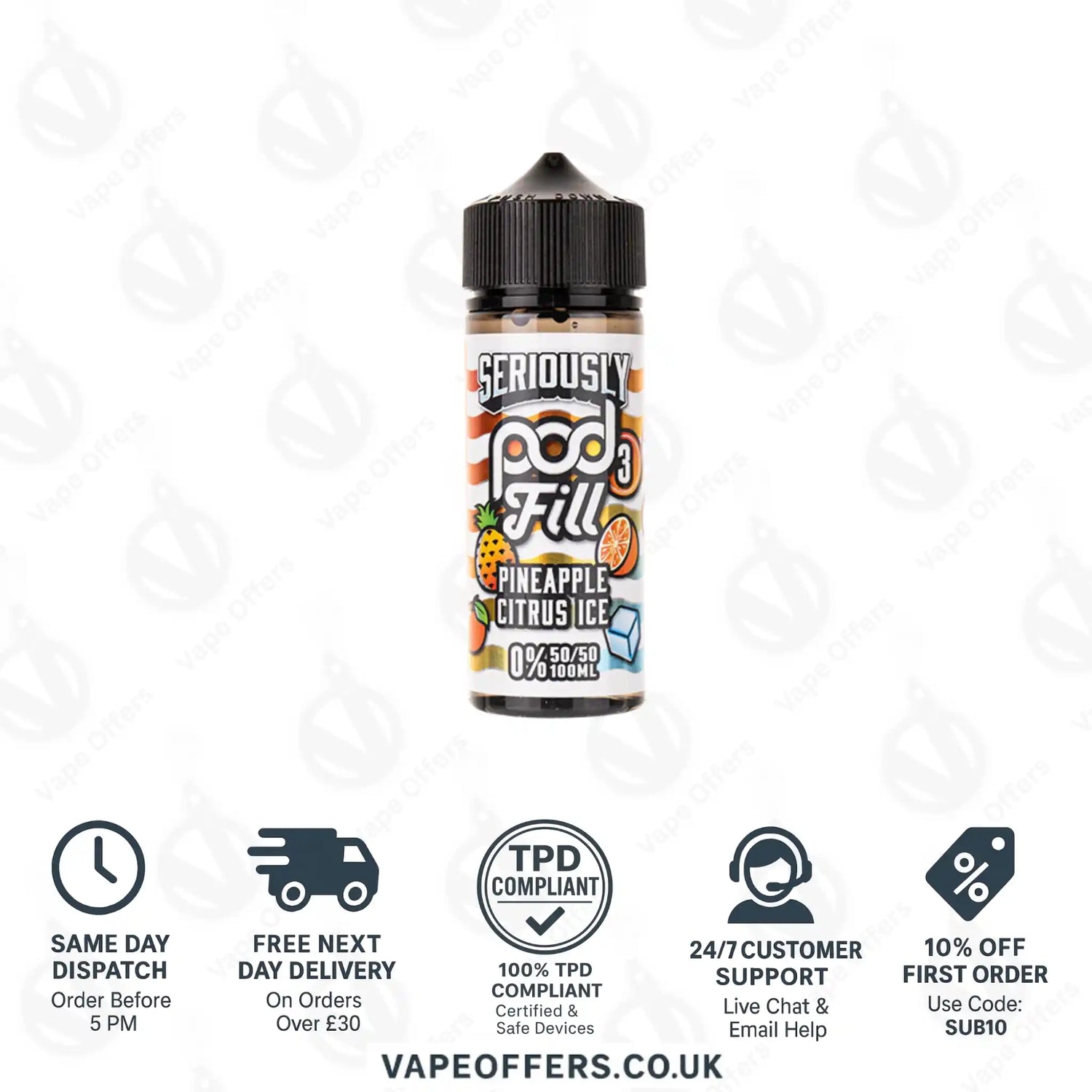 Doozy’s Seriously Pod Fill 3 Pineapple Citrus 100ml Shortfill 