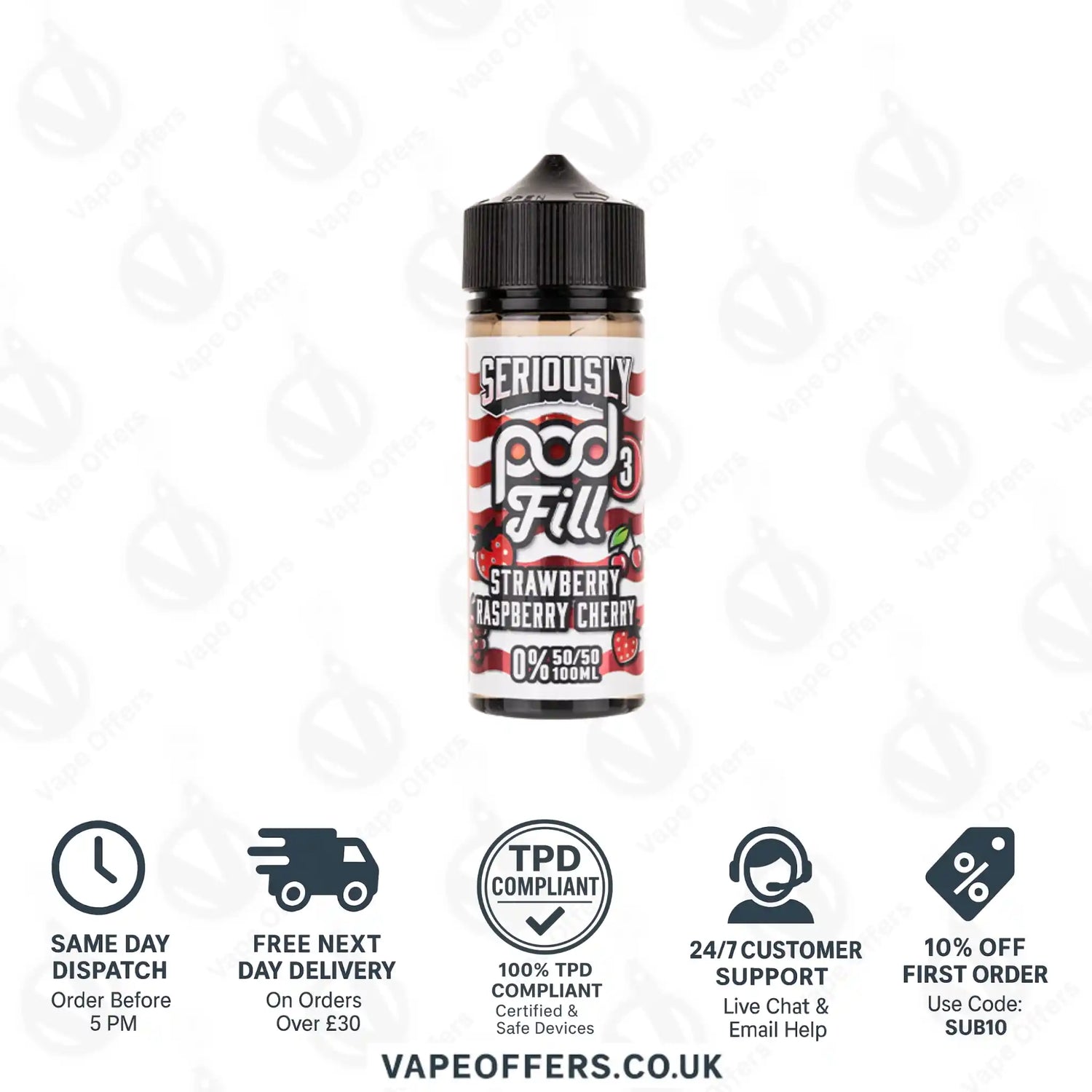 Doozy’s Seriously Pod Fill 3 Strawberry Raspberry 100ml Shortfill 