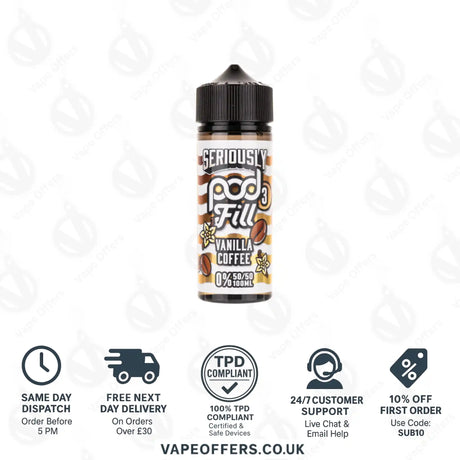 Doozy’s Seriously Pod Fill 3 Vanilla Coffee 100ml Shortfill