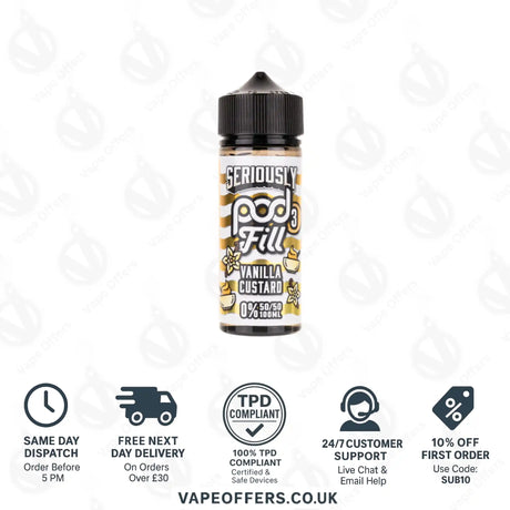Doozy’s Seriously Pod Fill 3 Vanilla Custard 100ml Shortfill