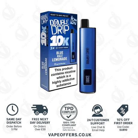 Double Drip 10K Prefilled Pod Kit Blue Razz Lemonade