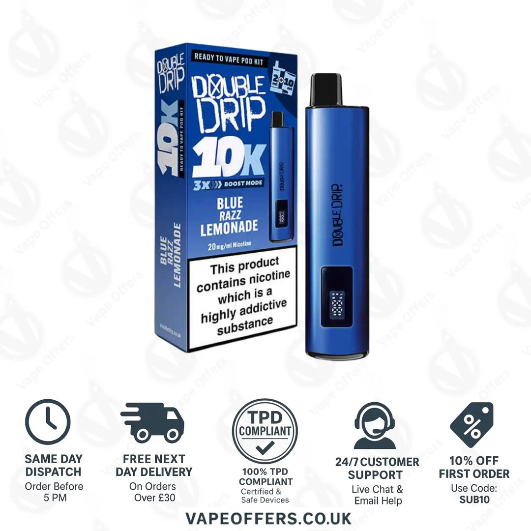 Double Drip 10K Prefilled Pod Kit Blue Razz Lemonade