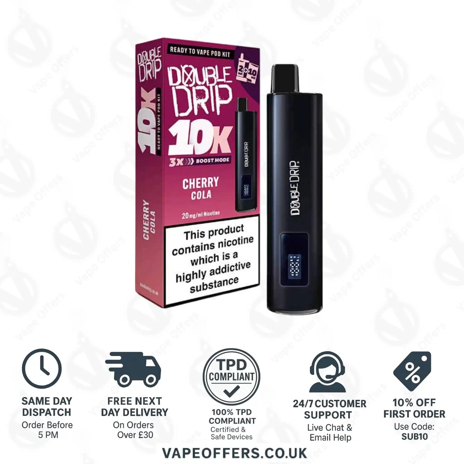 Double Drip 10K Prefilled Pod Kit Cherry Cola 