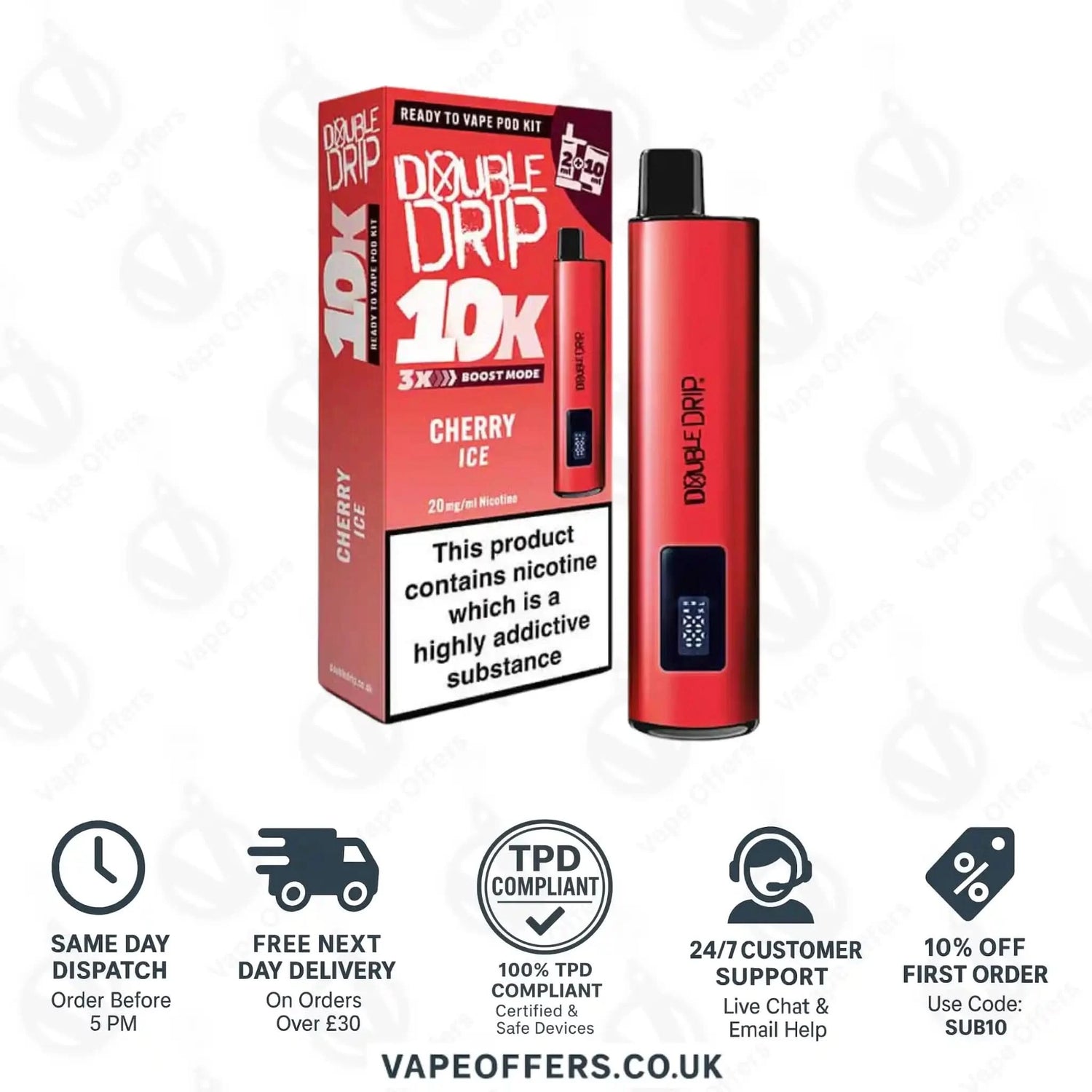 Double Drip 10K Prefilled Pod Kit Cherry Ice 