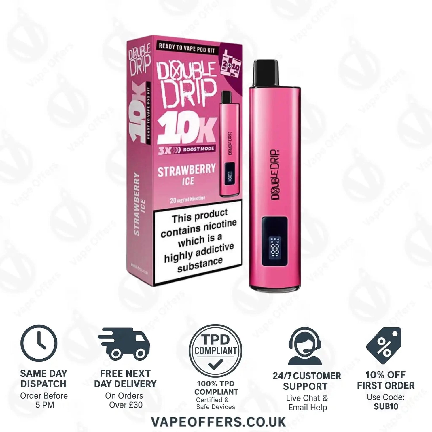 Double Drip 10K Prefilled Pod Kit Strawberry Ice 