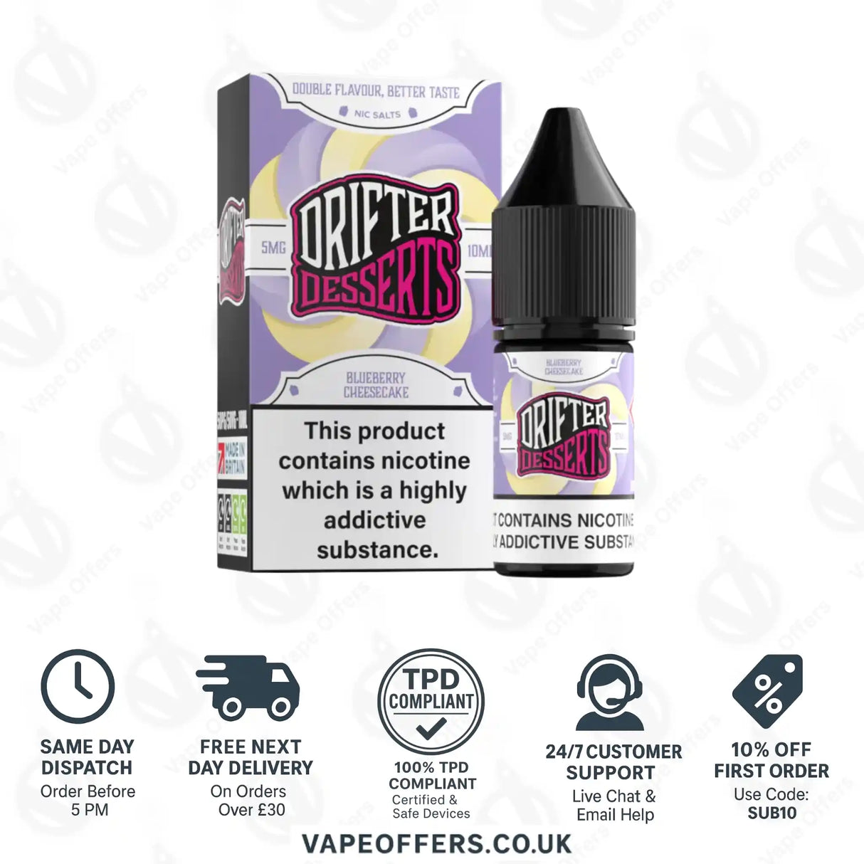 Drifter Dessert Blueberry Cheesecake 10ml Nic Salt 