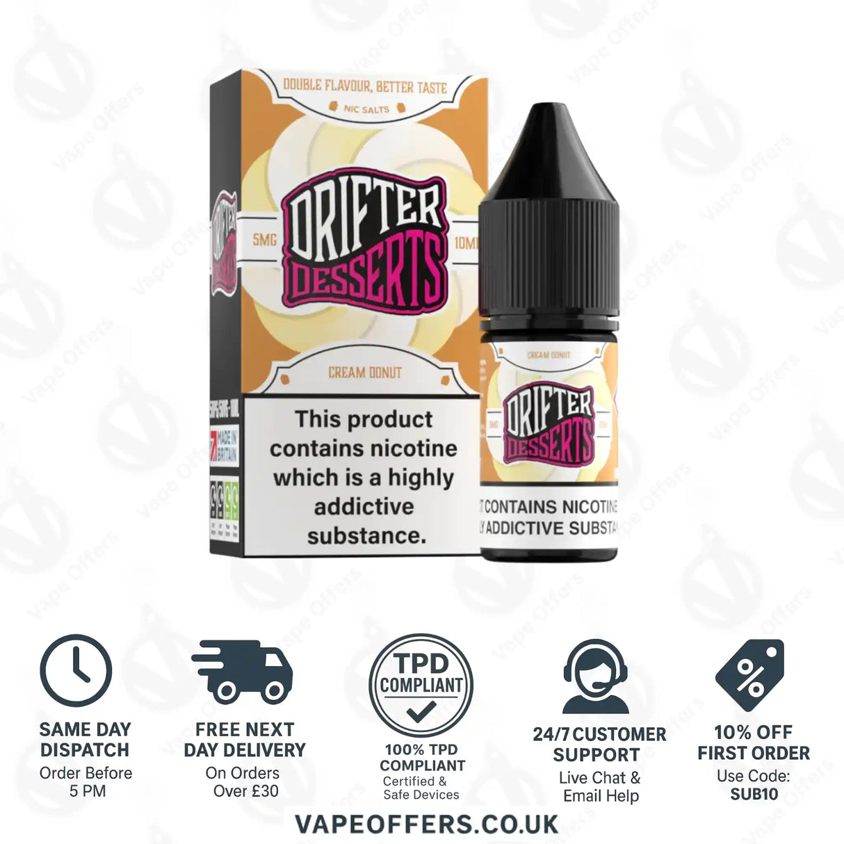 Drifter Dessert Cream Donut 10ml Nic Salt 