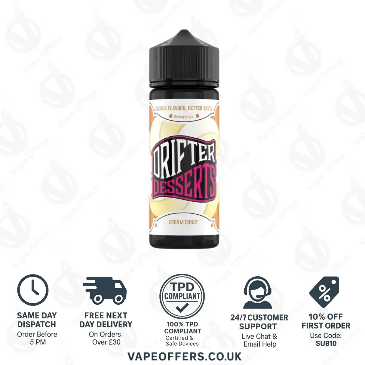 Drifter Desserts 100ml Shortfill Cream Doughnut