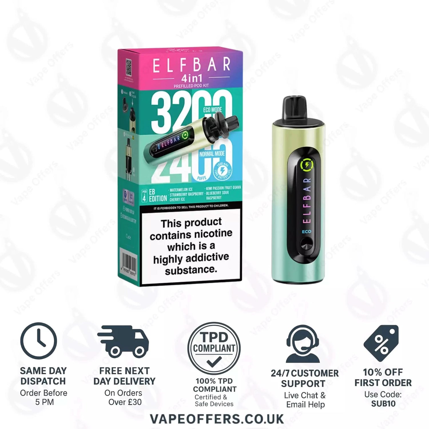 EB Edition Elf Bar 4 in 1 3200 Puffs Prefilled Pod Kit 