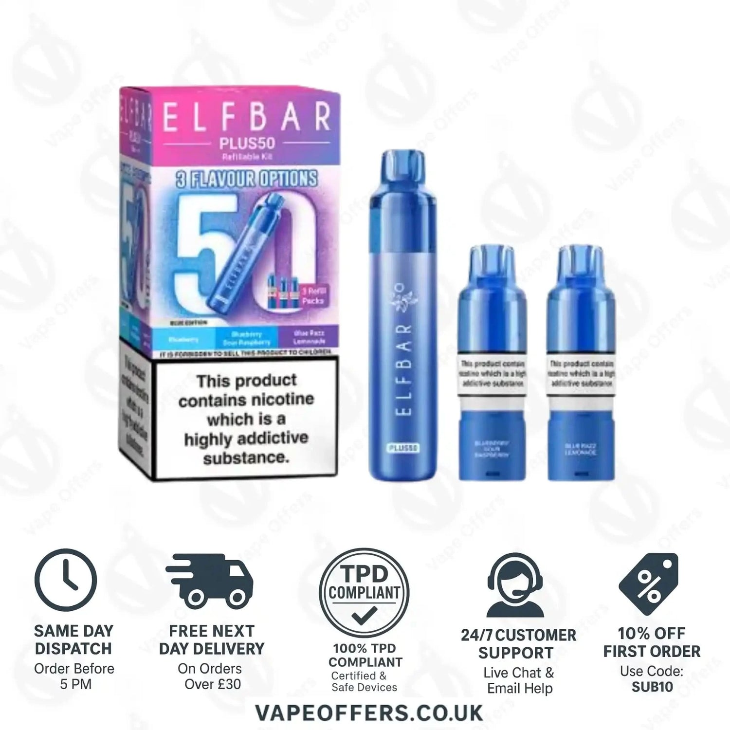 ELFBAR PLUS 50 Prefilled Pod Kit Blue Edition 