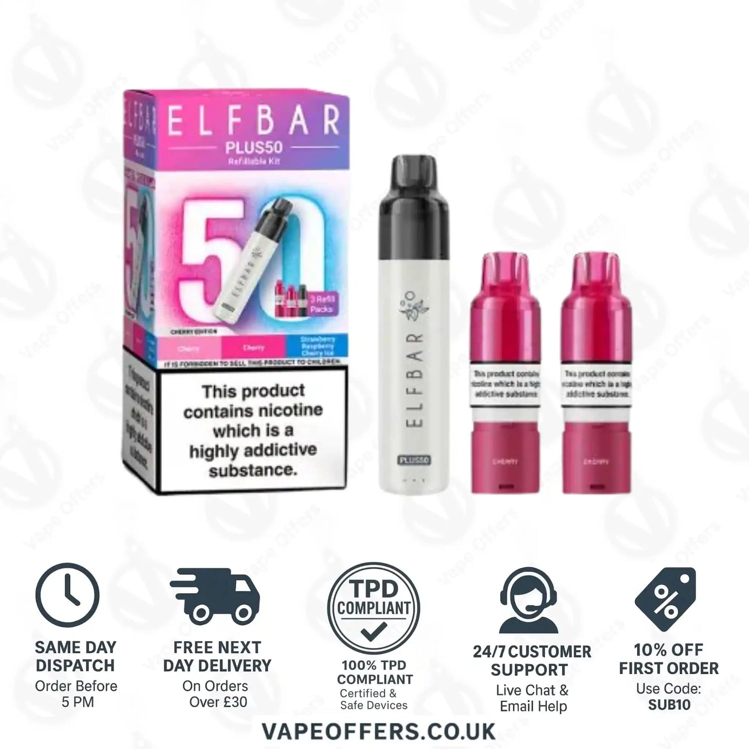 ELFBAR PLUS 50 Prefilled Pod Kit Cherry Edition 