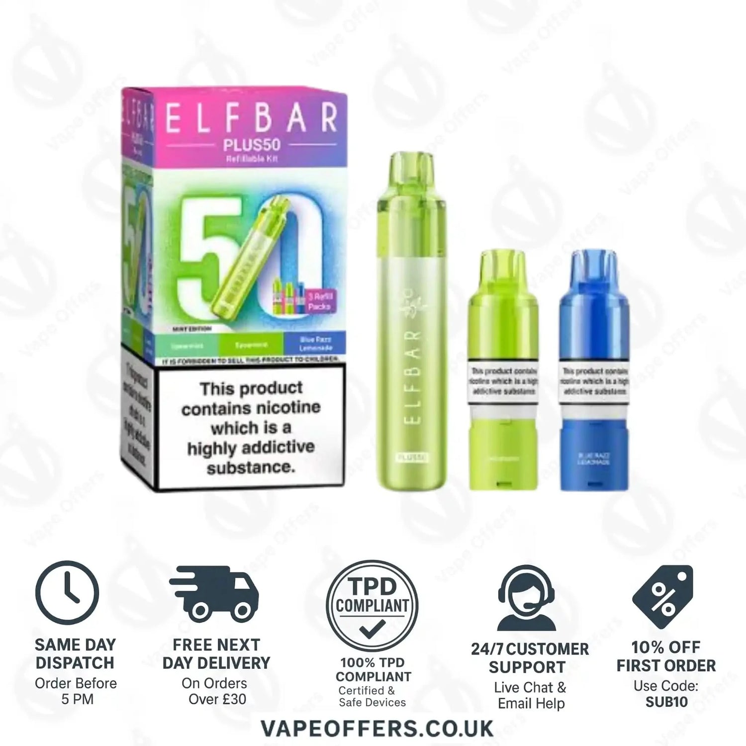 ELFBAR PLUS 50 Prefilled Pod Kit Mint Edition 