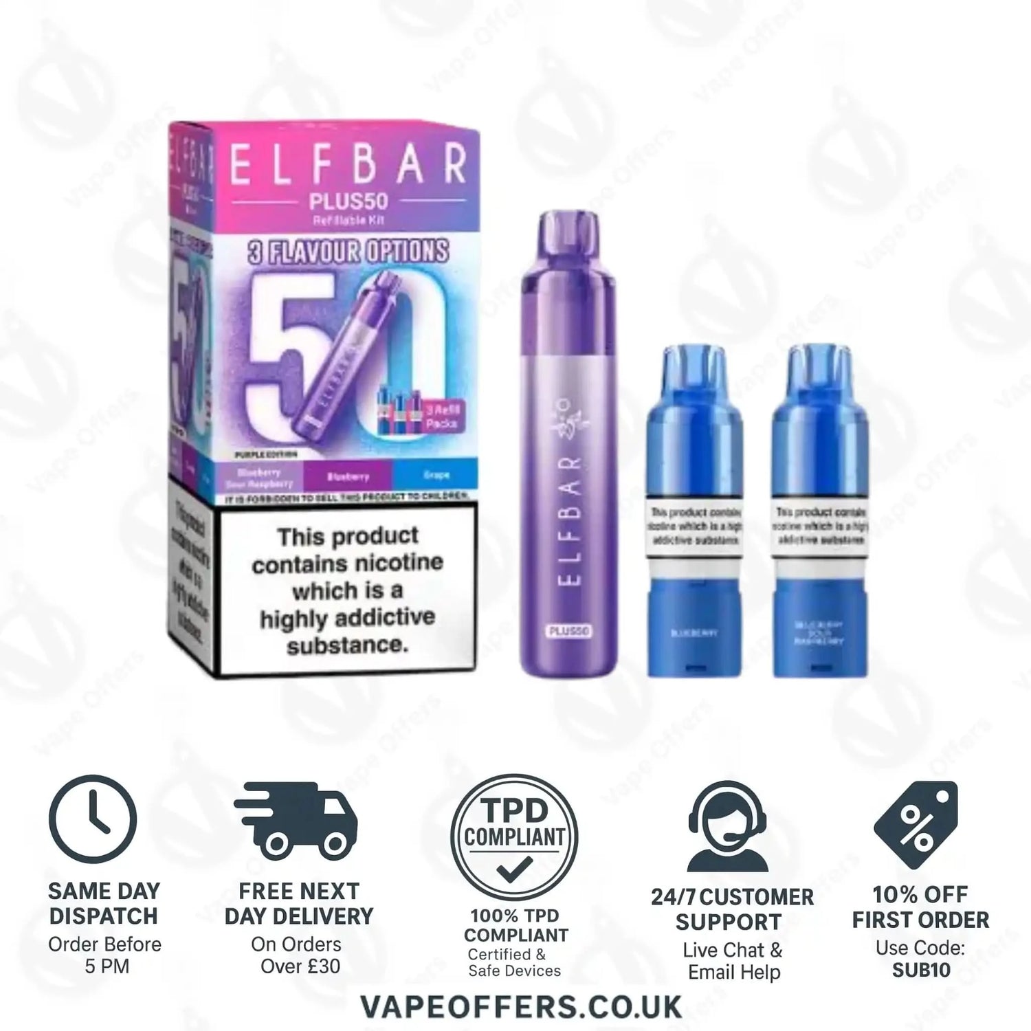 ELFBAR PLUS 50 Prefilled Pod Kit Purple Edition 