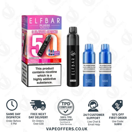 ELFBAR PLUS 50 Prefilled Pod Kit Raspberry Edition