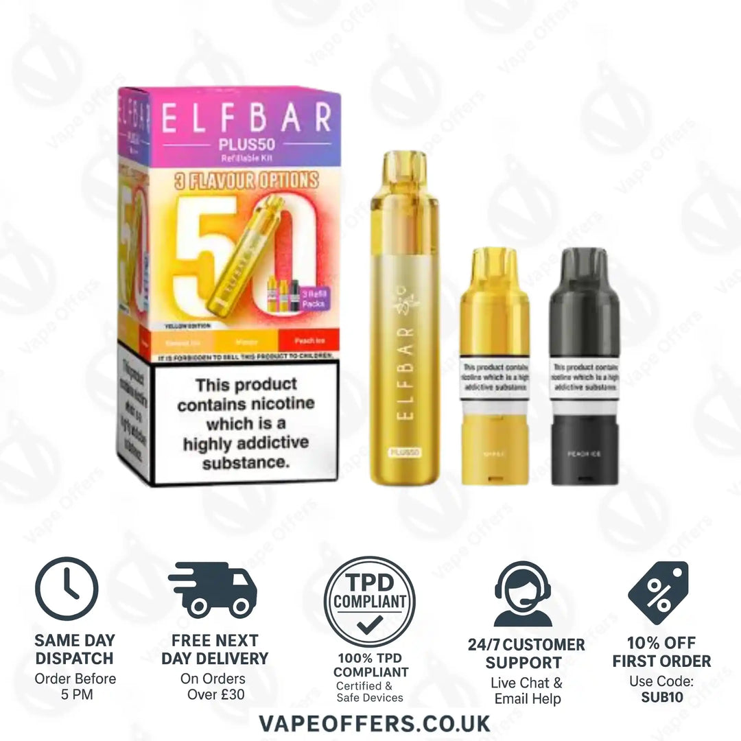 ELFBAR PLUS 50 Prefilled Pod Kit Yellow Edition