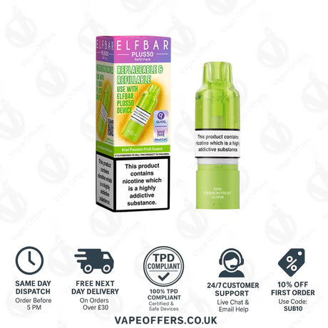 ELFBAR Plus 50 Prefilled Pods Kiwi Passion Fruit Guava