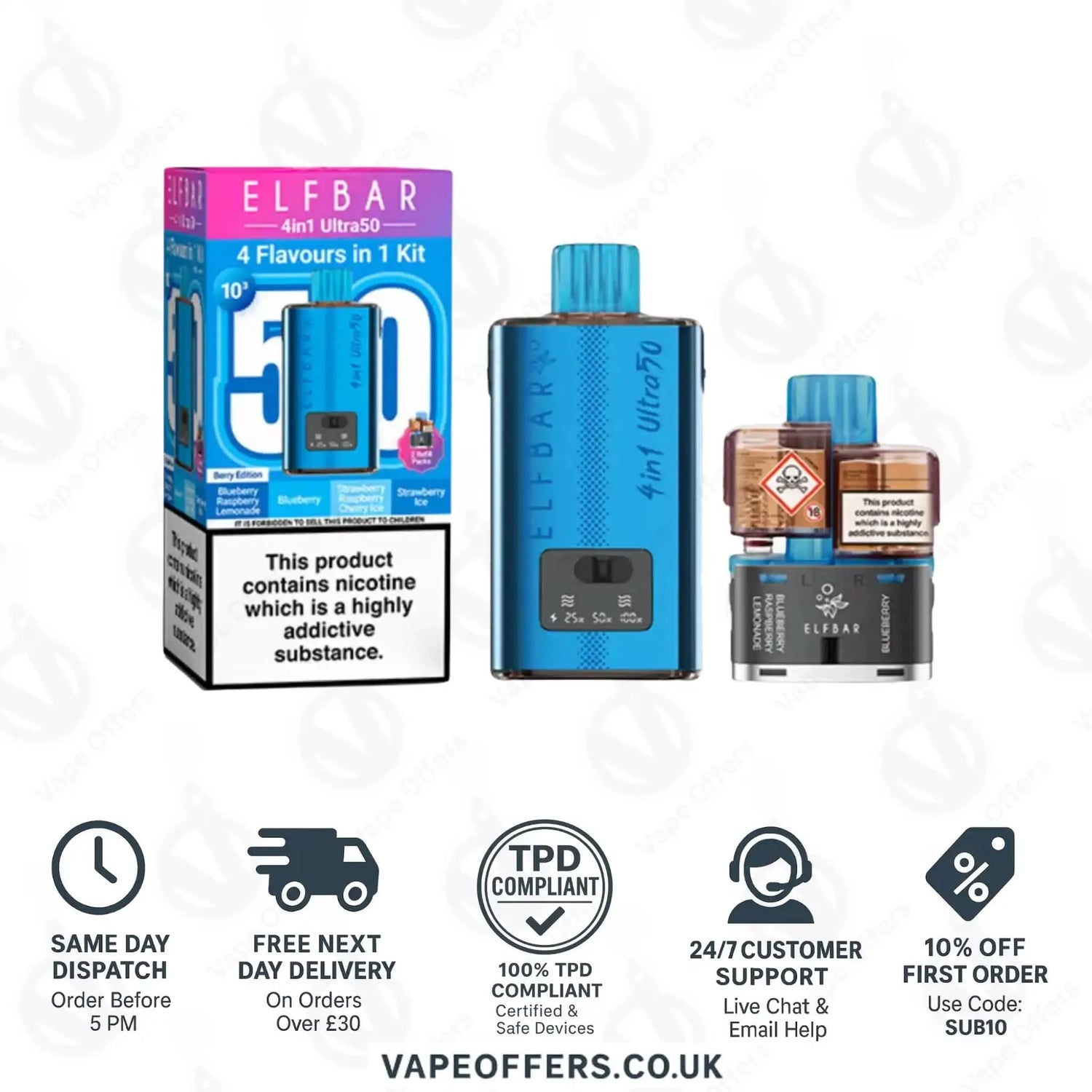 Elf Bar 4-in-1 Ultra 50 Prefilled Pod Kit Berry Edition 