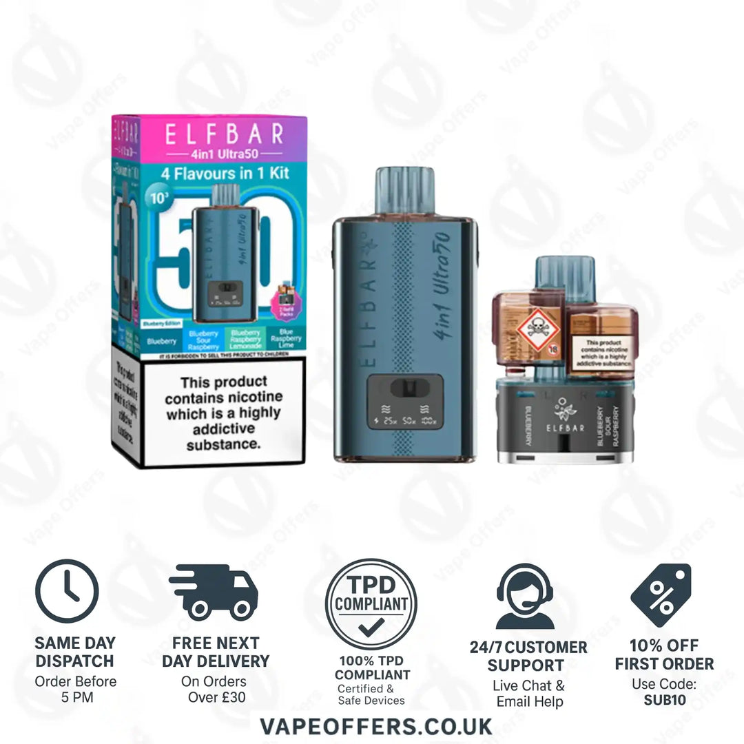 Elf Bar 4-in-1 Ultra 50 Prefilled Pod Kit Blueberry Edition