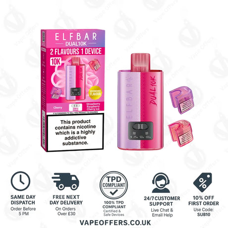 Elf Bar Dual 10K Prefilled Vape Pod Kit Cherry Edition