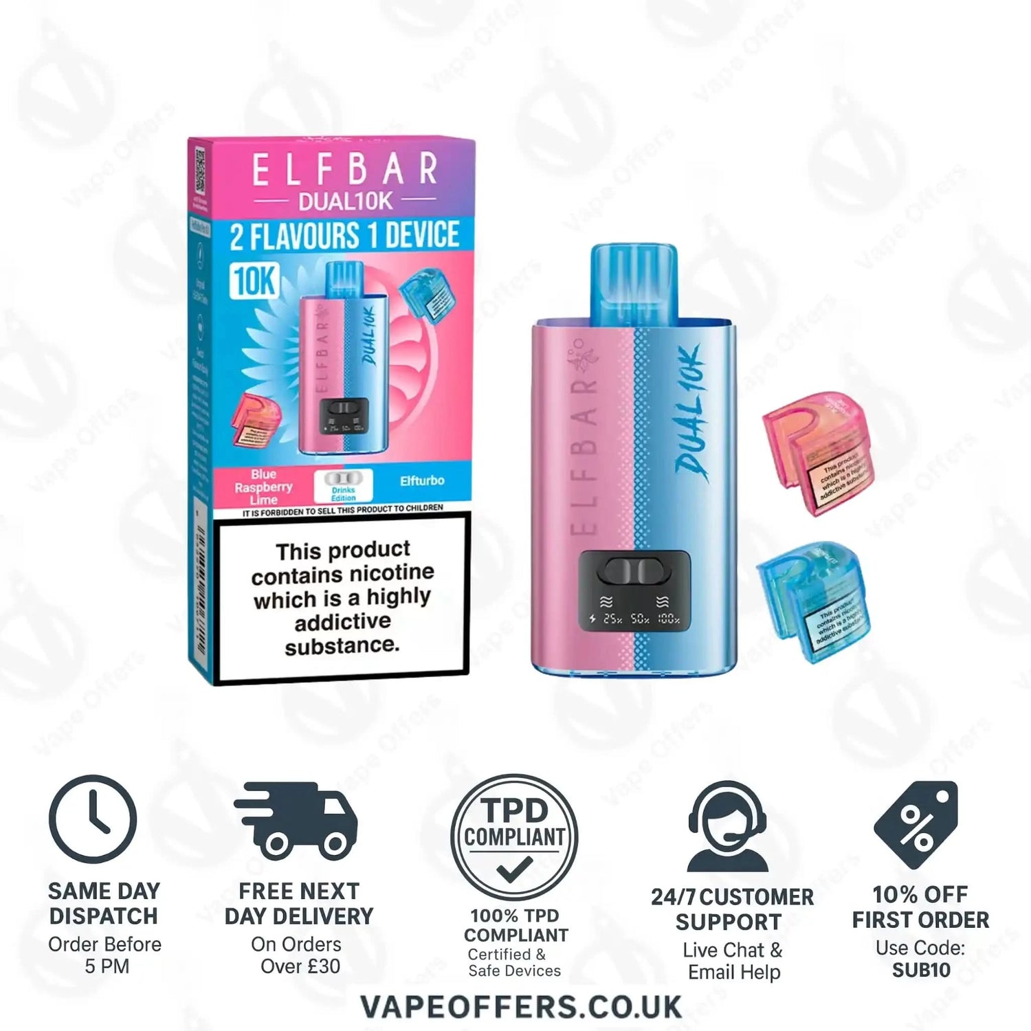 Elf Bar Dual 10K Prefilled Vape Pod Kit Drinks Edition 