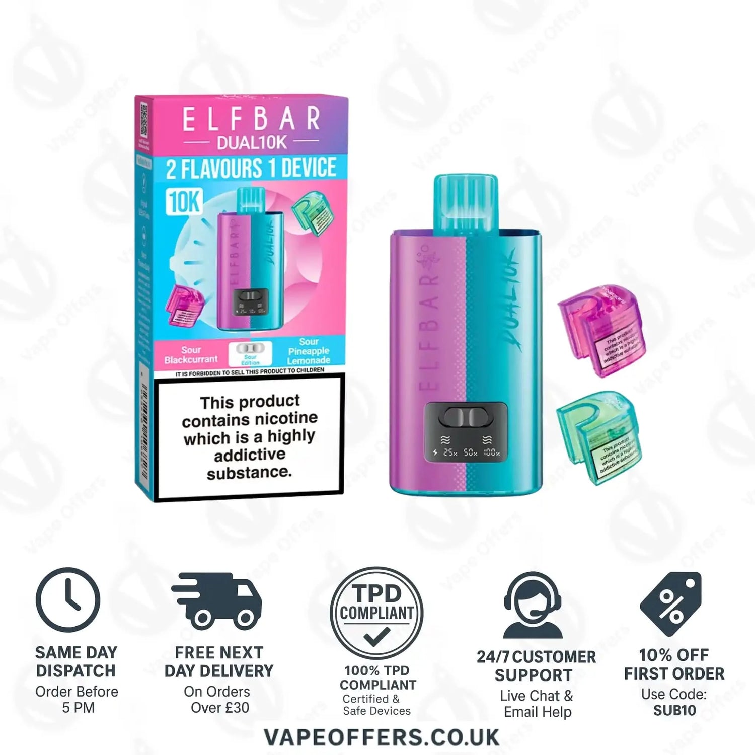 Elf Bar Dual 10K Prefilled Vape Pod Kit Sour Edition 