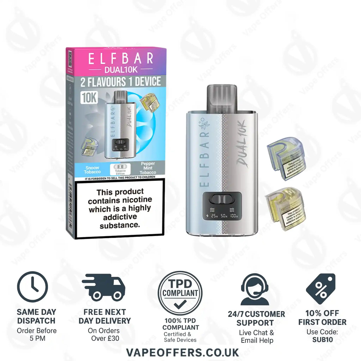 Elf Bar Dual 10K Prefilled Vape Pod Kit Tobacco Edition