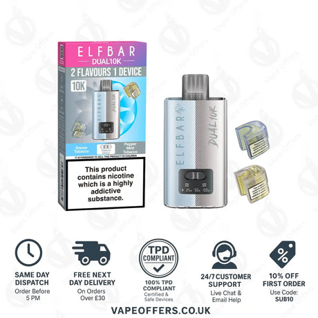 Elf Bar Dual 10K Prefilled Vape Pod Kit Tobacco Edition