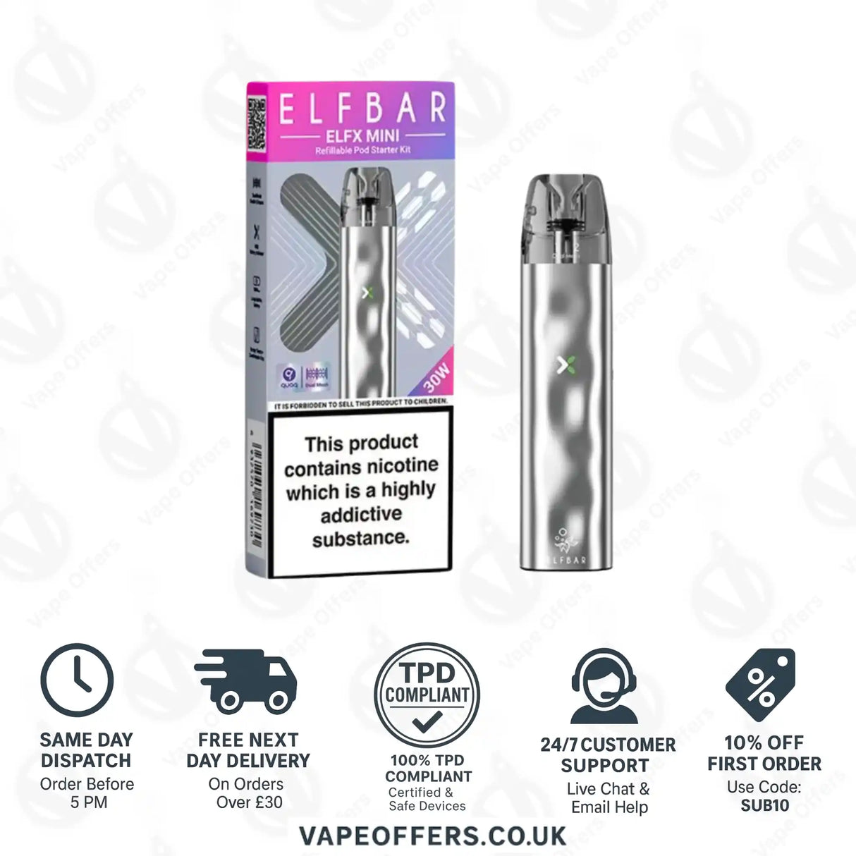 Elf Bar ELFX Mini Pod Kit Silver