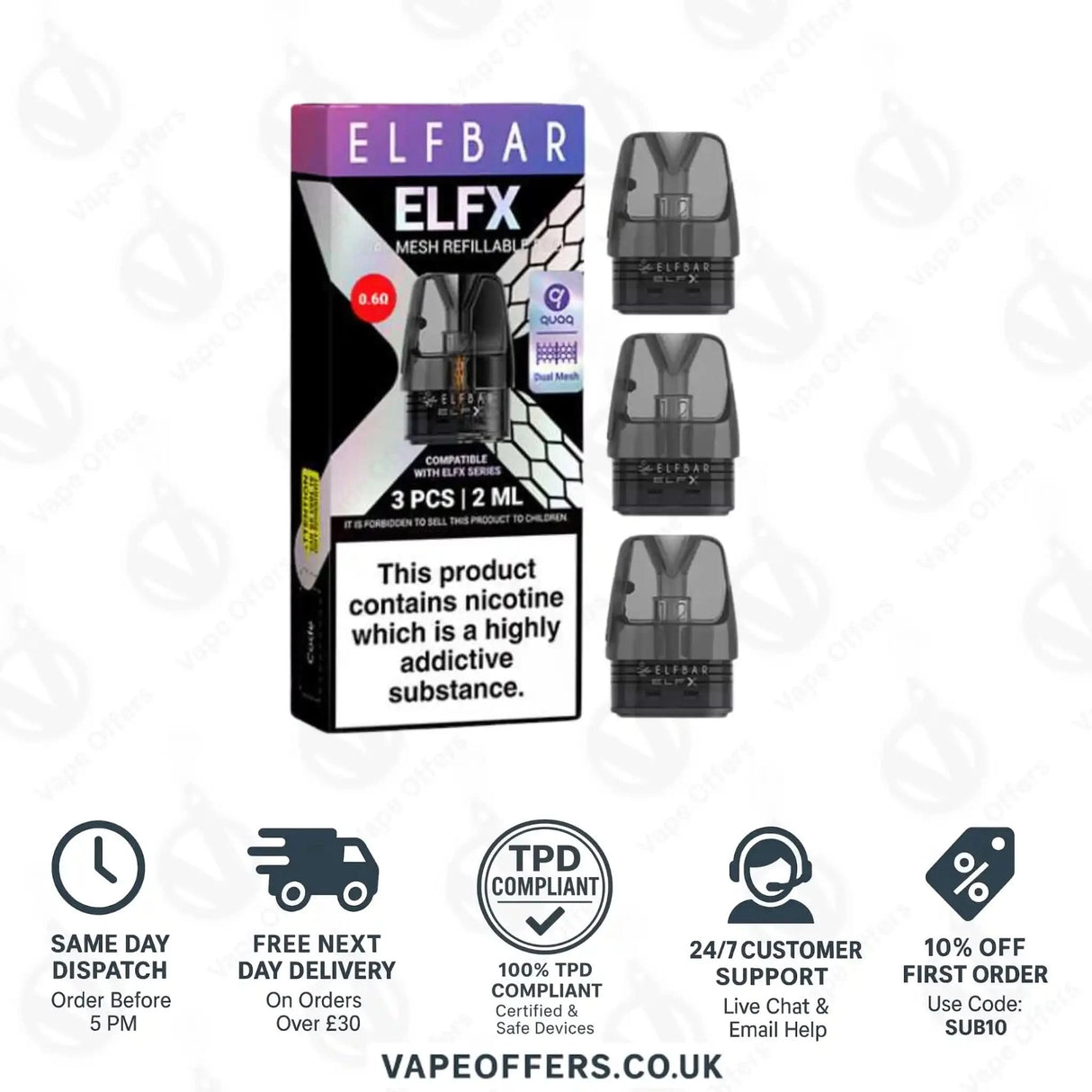 Elf Bar ELFX Replacement Refillable Pods 0.6ohm