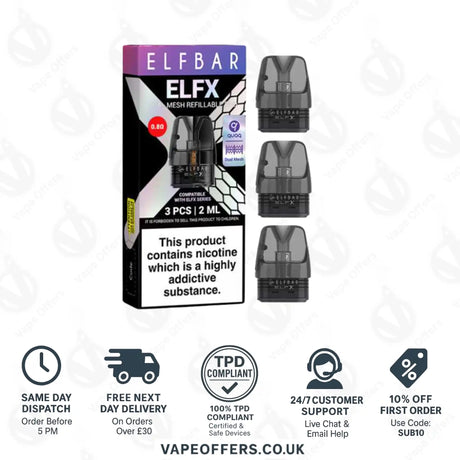Elf Bar ELFX Replacement Refillable Pods 0.8ohm