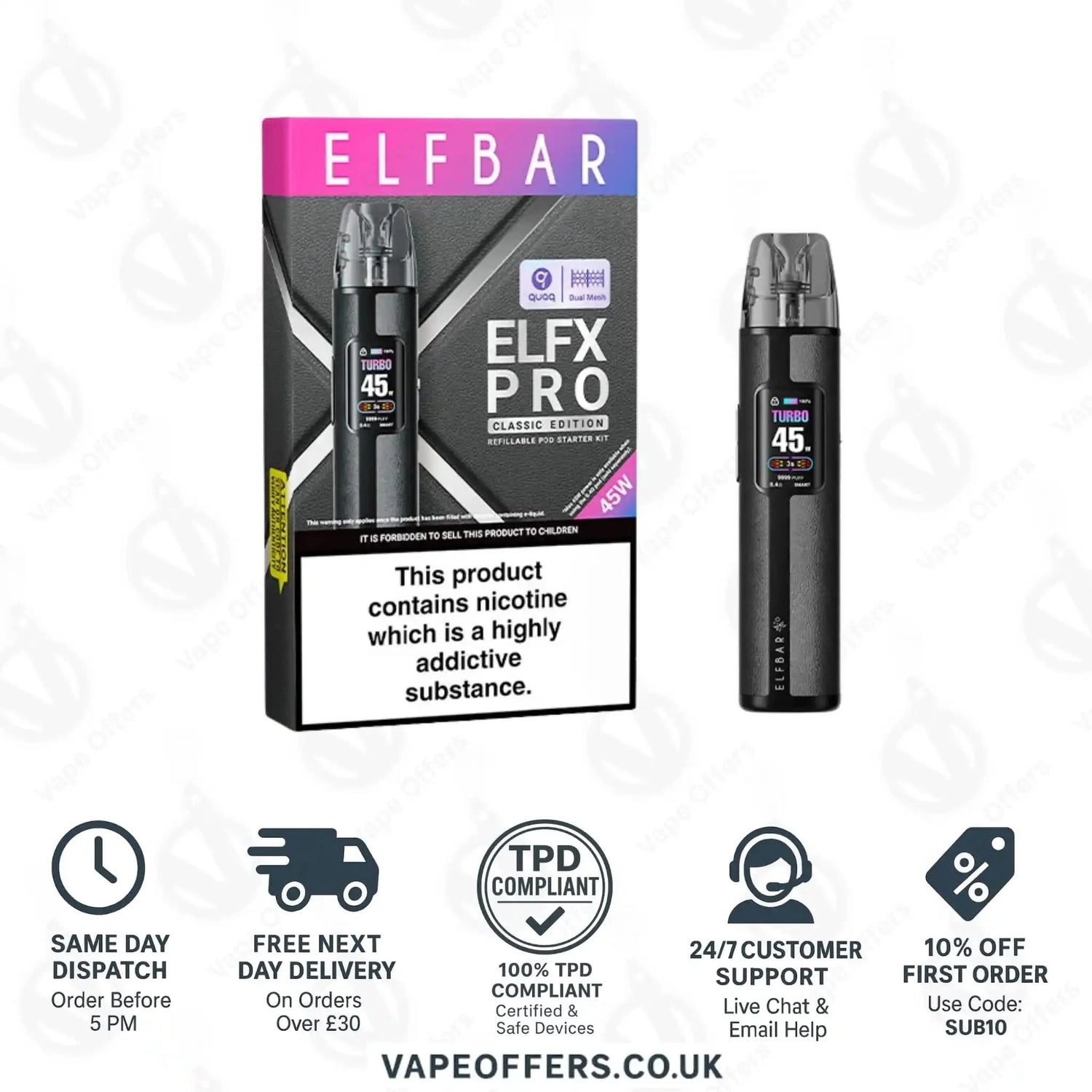 Elf Bar Elfx Pro Classic Edition Pod Vape Kit Black 