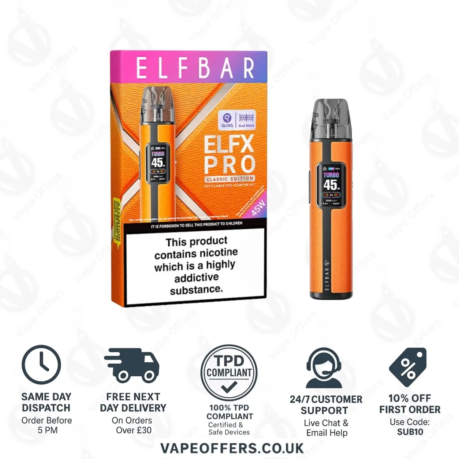 Elf Bar Elfx Pro Classic Edition Pod Vape Kit Papaya 