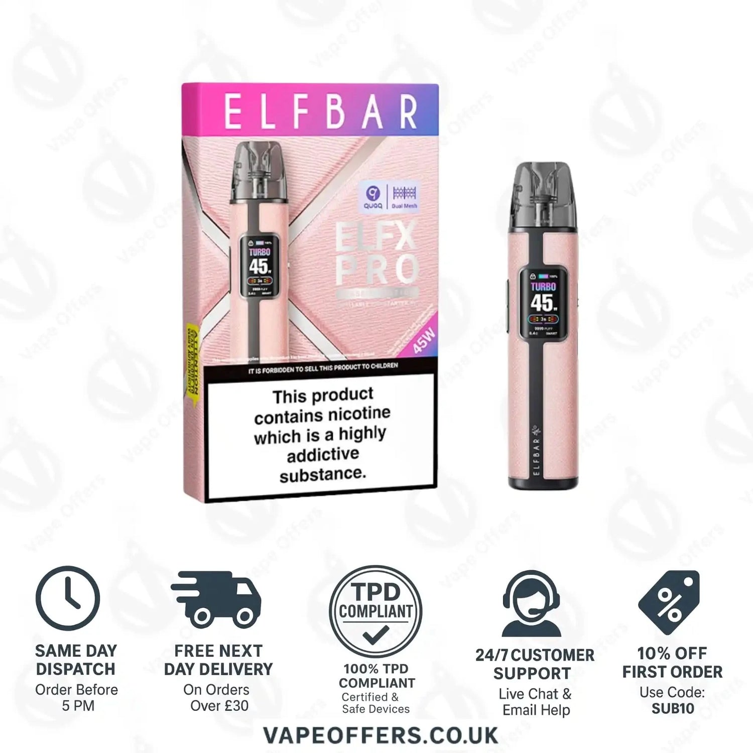 Elf Bar Elfx Pro Classic Edition Pod Vape Kit Pink 