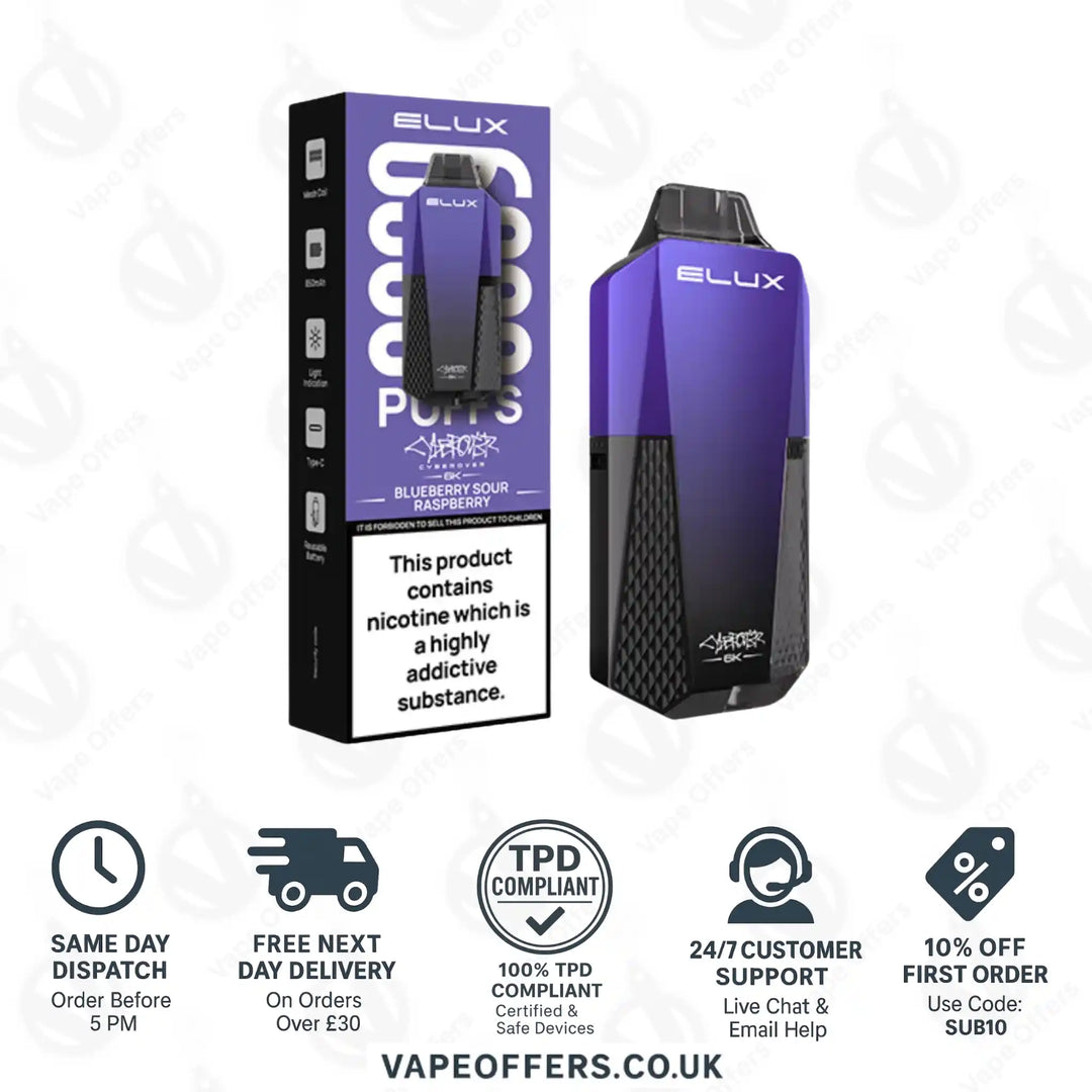 Elux Cyberover 6k Prefilled Pod Kit Blueberry Sour Raspberry
