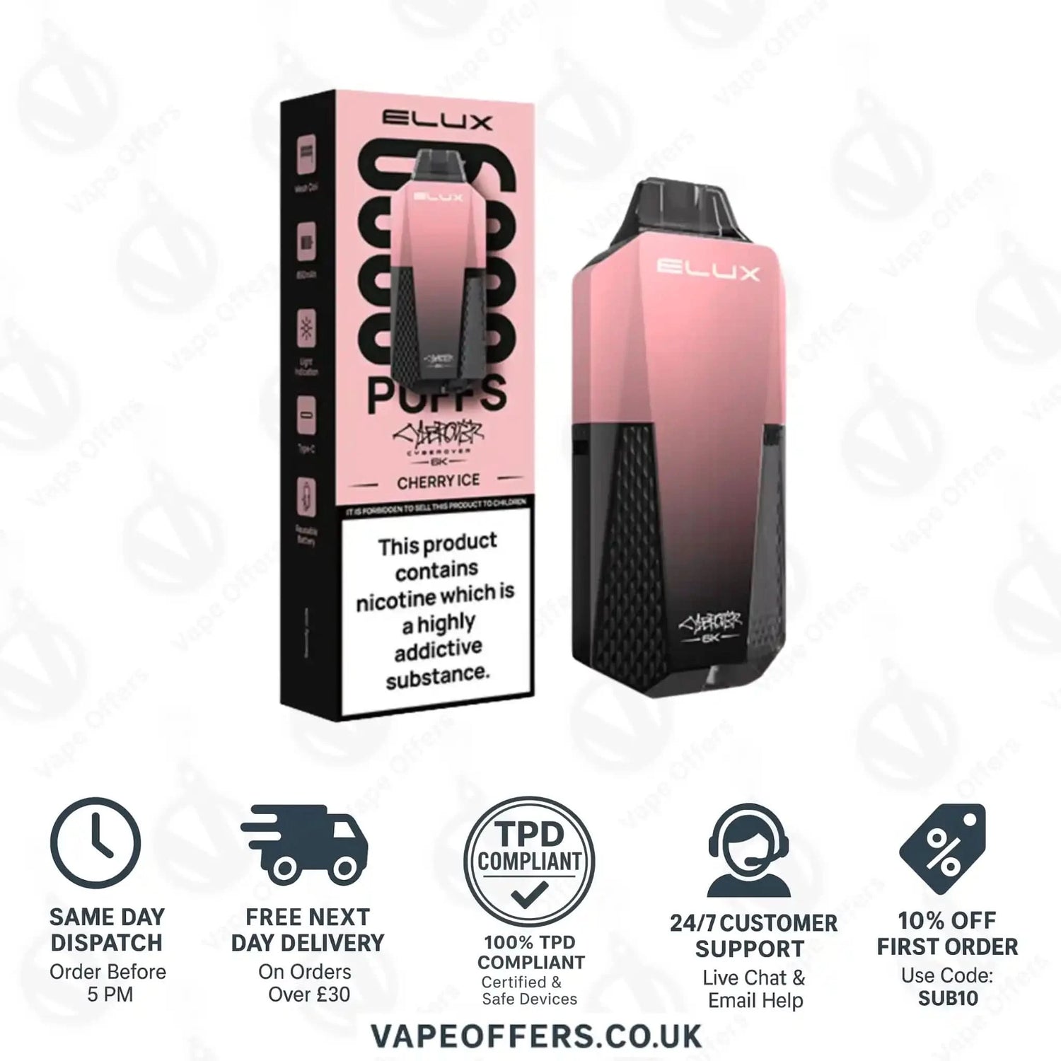Elux Cyberover 6k Prefilled Pod Kit Cherry Ice 
