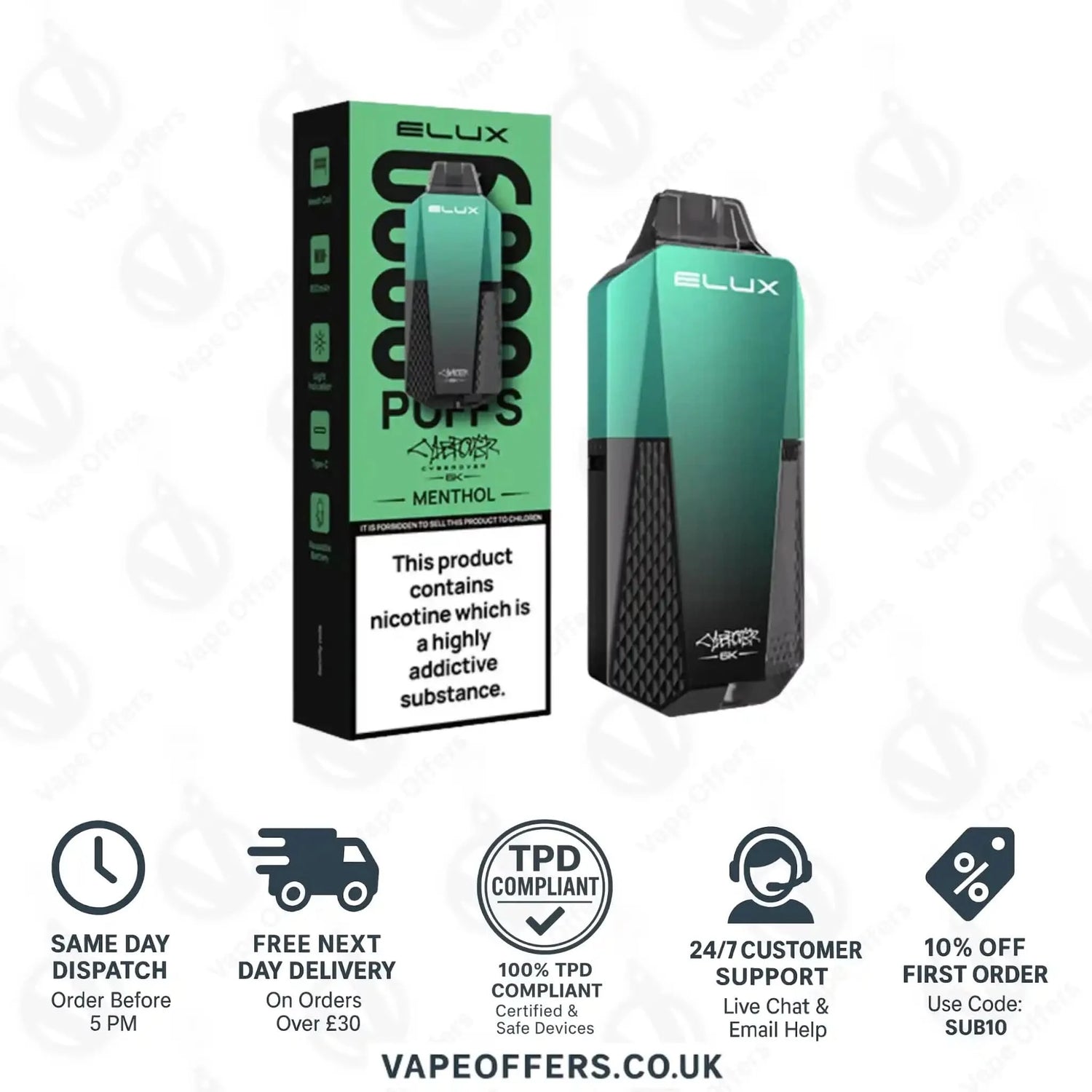 Elux Cyberover 6k Prefilled Pod Kit Menthol 
