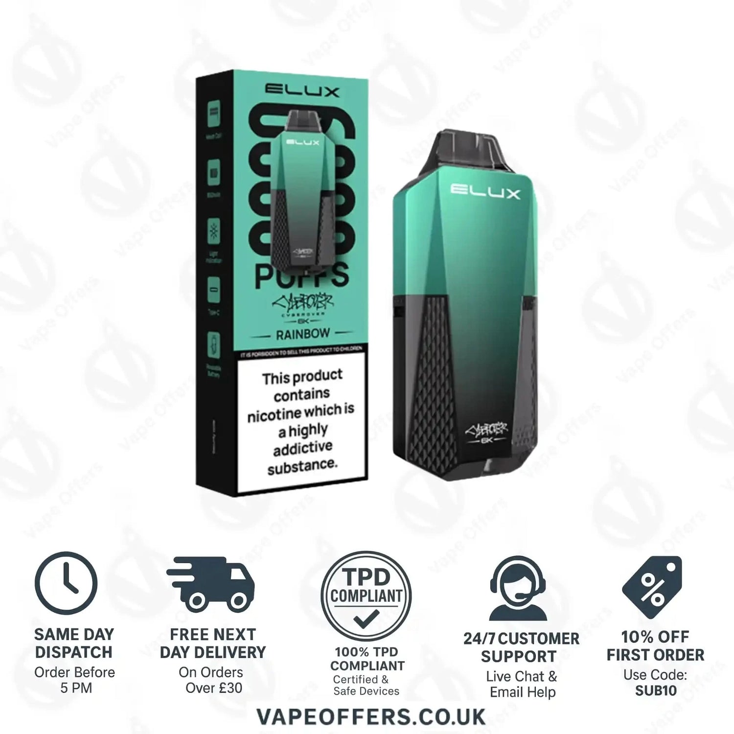 Elux Cyberover 6k Prefilled Pod Kit Rainbow 