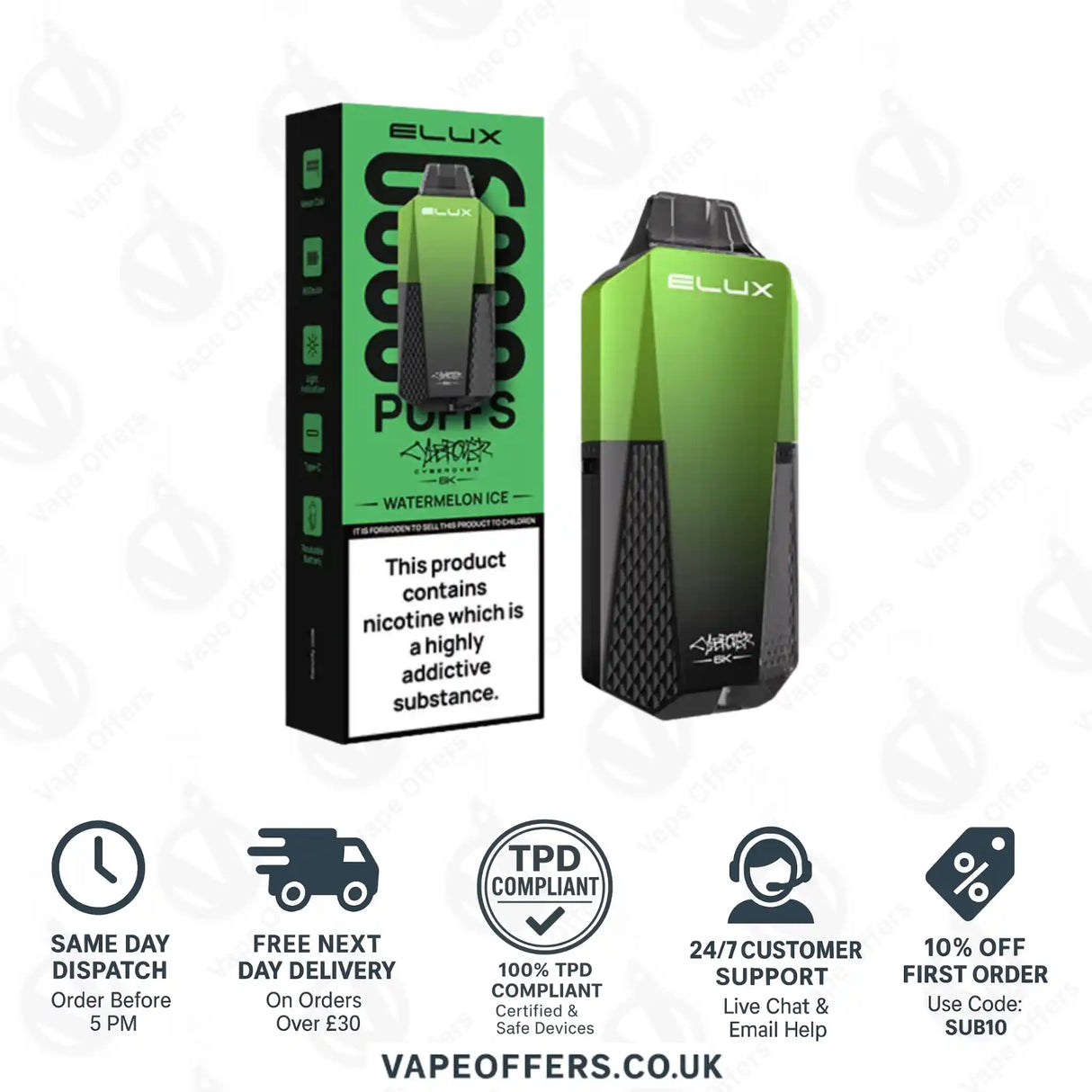 Elux Cyberover 6k Prefilled Pod Kit Watermelon Ice