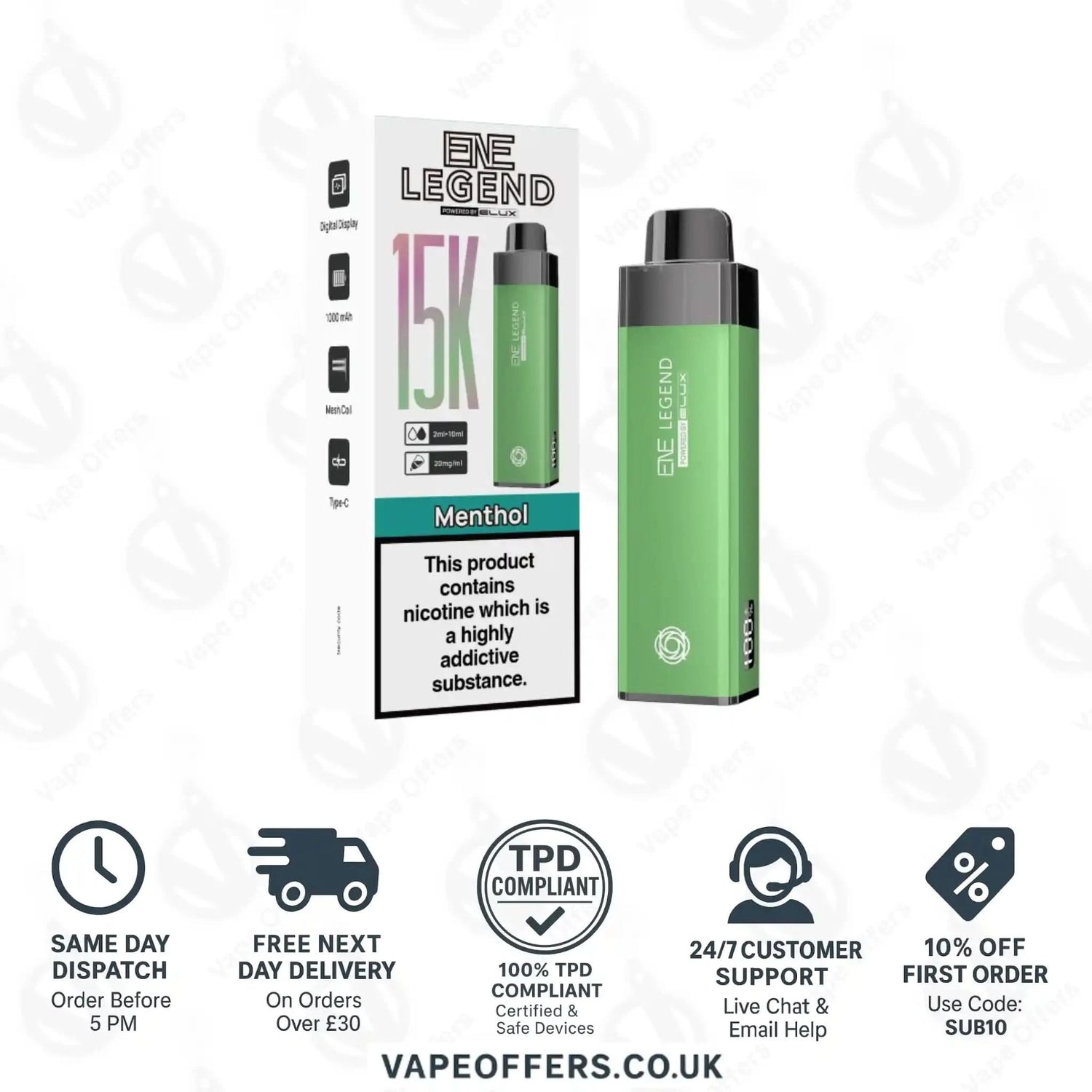 Elux ENE Legend 15k Prefilled Pod Kit Menthol 
