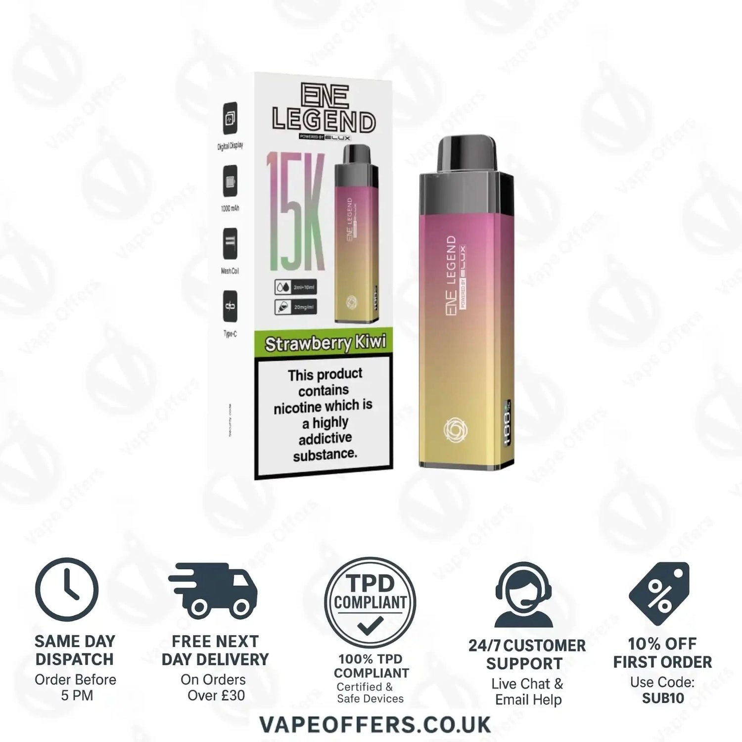 Elux ENE Legend 15k Prefilled Pod Kit Strawberry Kiwi 