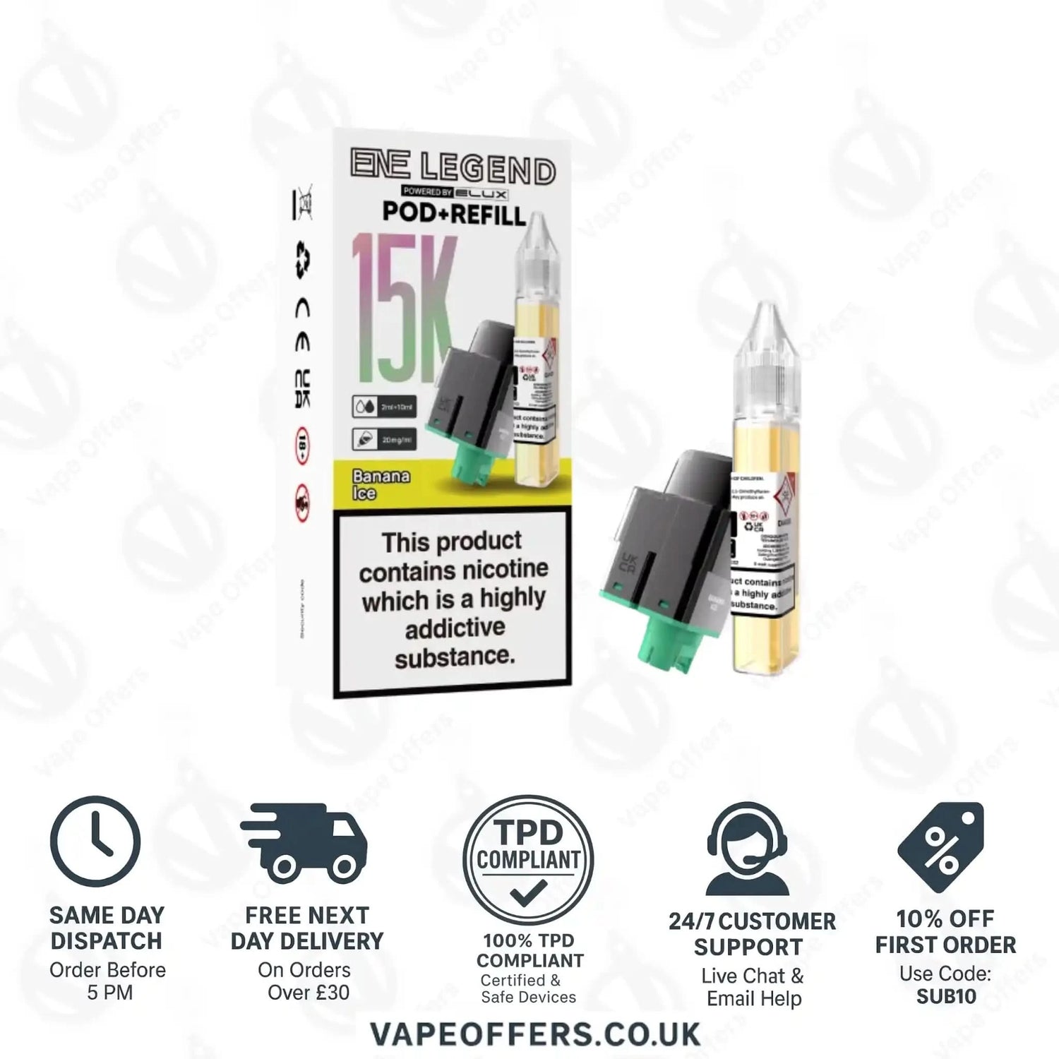 Elux ENE Legend 15k Prefilled Pods Banana Ice 