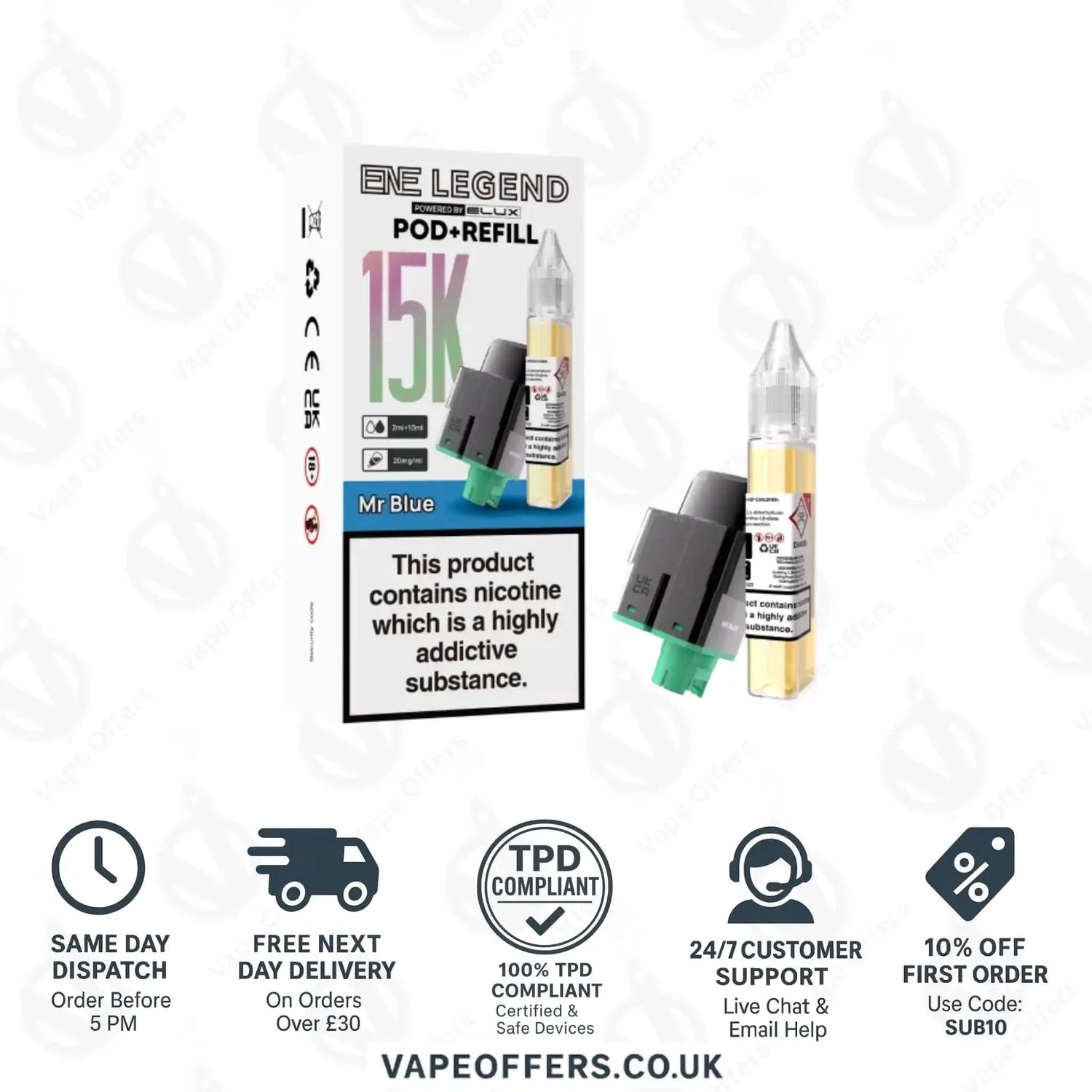 Elux ENE Legend 15k Prefilled Pods Mr Blue 