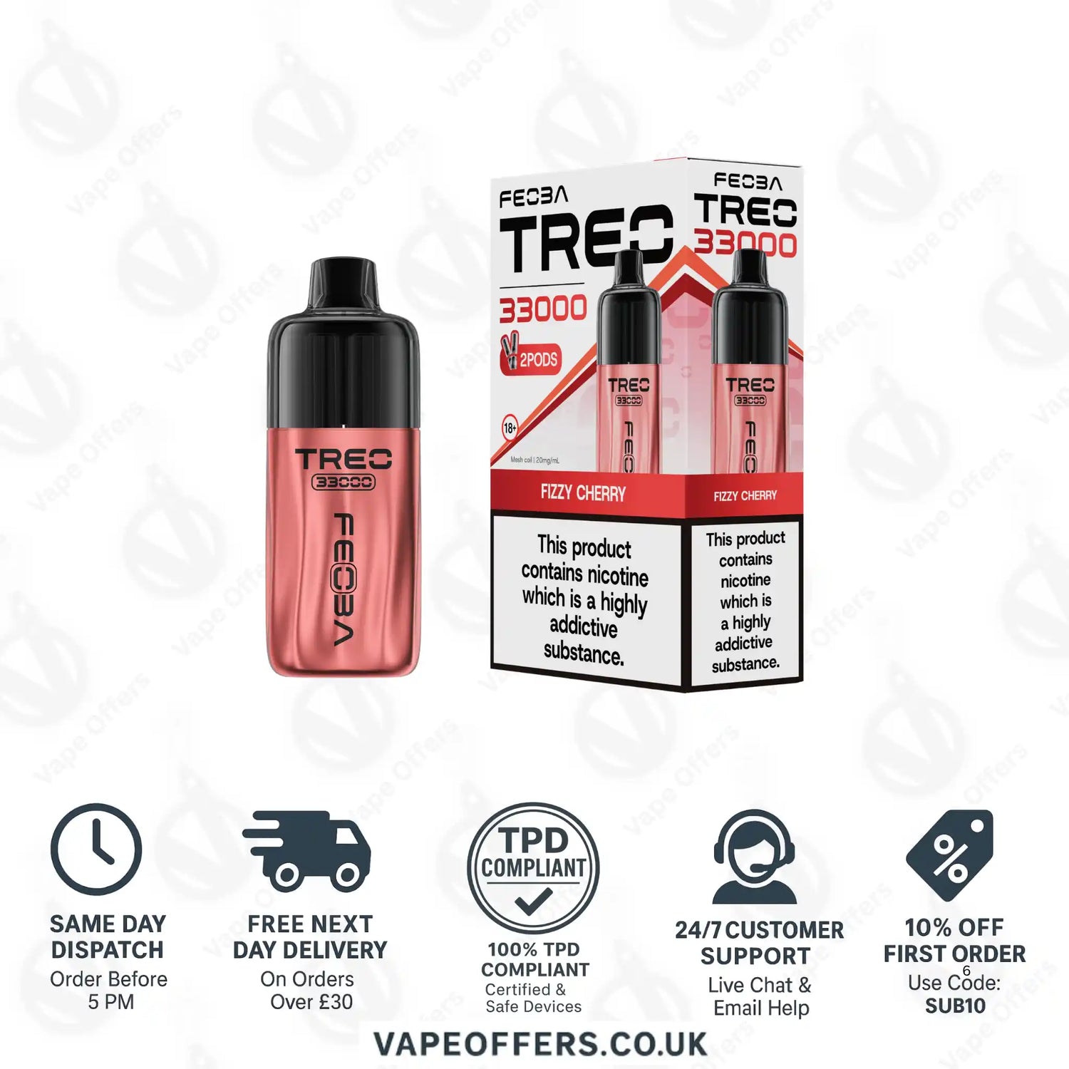 FEOBA Treo 33K Prefilled Pod Vape Kit Fizzy Cherry 