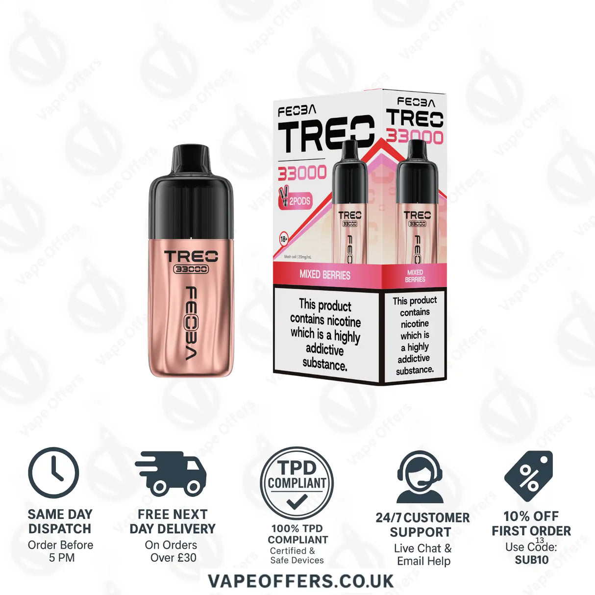 FEOBA Treo 33K Prefilled Pod Vape Kit Mixed Berries